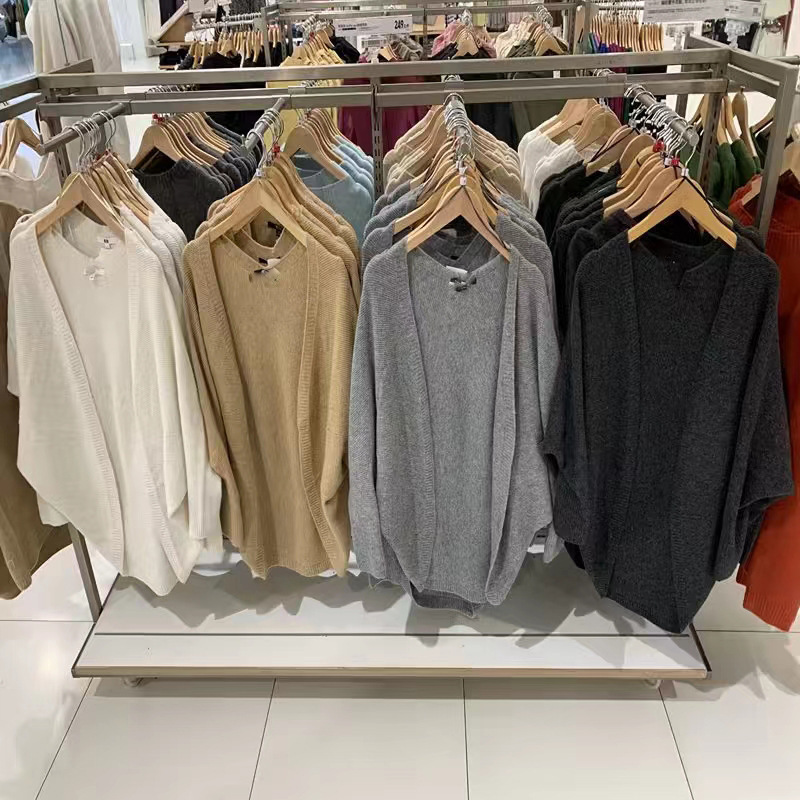 New Autumn Women's Clothing 3D Knitted Cardigan Jacket Air-Conditioning Shirt Cocoon-Shaped Bat Shirt Sweater 461084