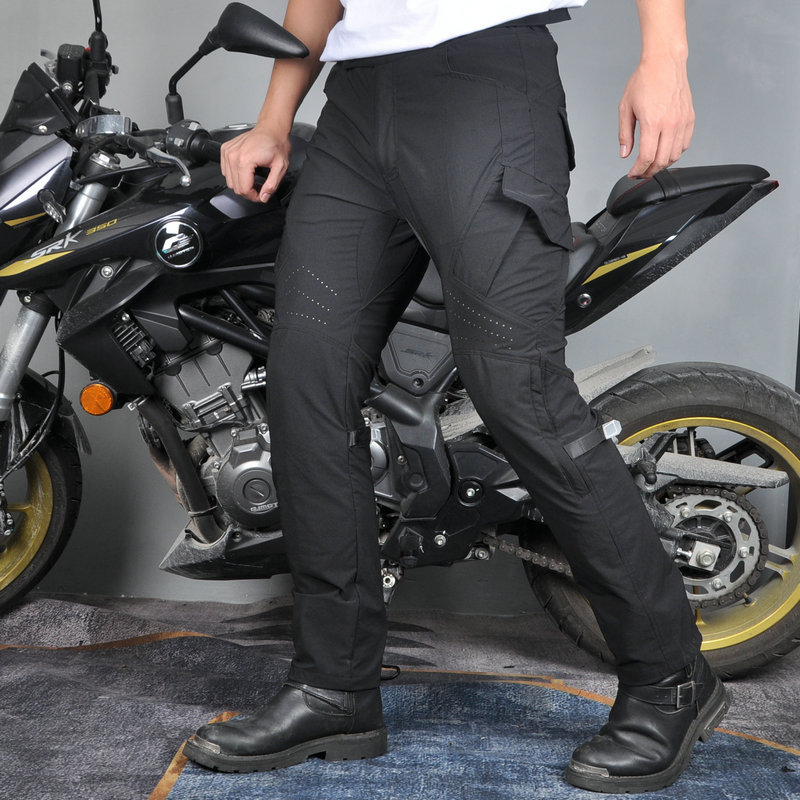 VOLERO motocicleta de verano anticaída pantalones de ciclismo perforación bidireccional respirable elástico de cintura alta locomotora anticaída pantalones para hombre