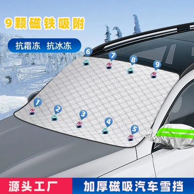 Glass Cover, Sun Protection and — Car snow shield - 9-magnetic-three-layer-small-size-with-elastic-band-earmuffs-small-car