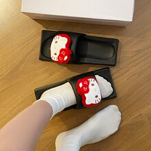 网红毛绒猫拖鞋女外穿夏季新款踩屎感软底室内洗澡一字凉拖女