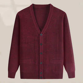 老年人秋冬羊羔绒保暖毛衣针织衫爸爸加绒外套中老年加厚开衫上衣