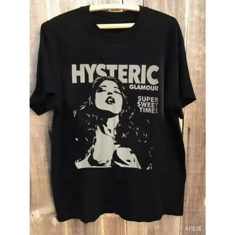 2026 Summer New Unisex Hysterical Charm 90S Retro Style Chacoal Printed T-Shirt 2026 Summer New Unisex Hysterical Charm 90S Retro Style Chacoal Printed T-Shirt