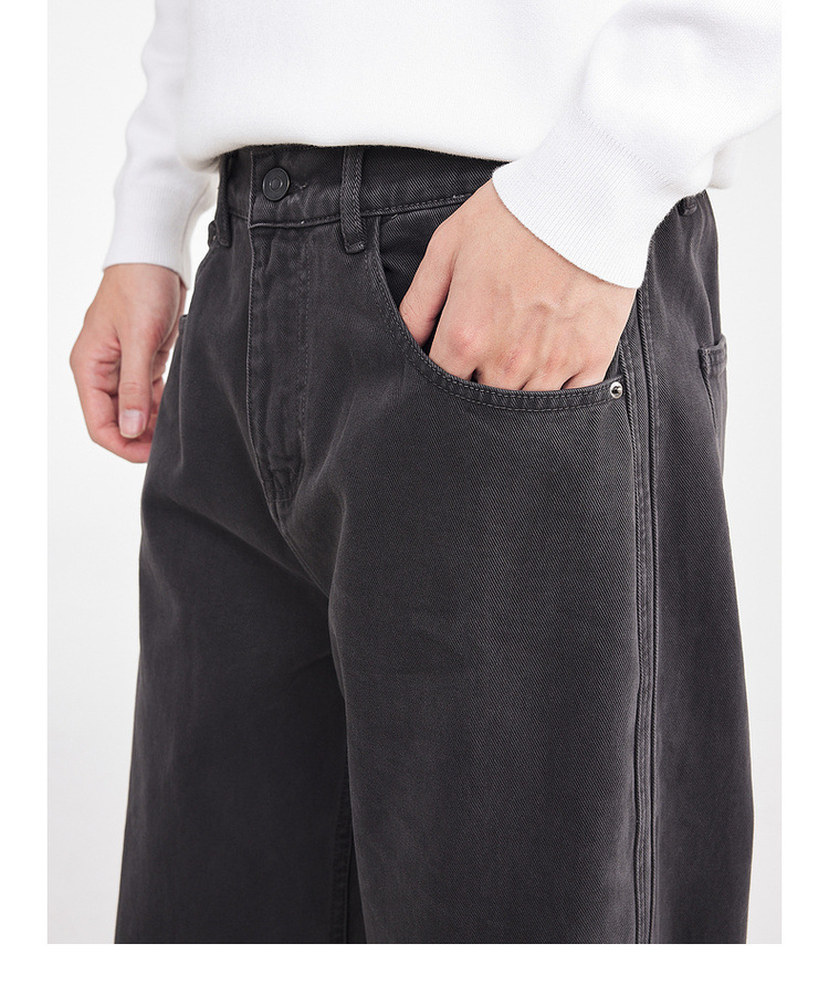 Quần jean nam ống rộng cotton phong cách Hàn Quốc — màu đen chi tiết 20