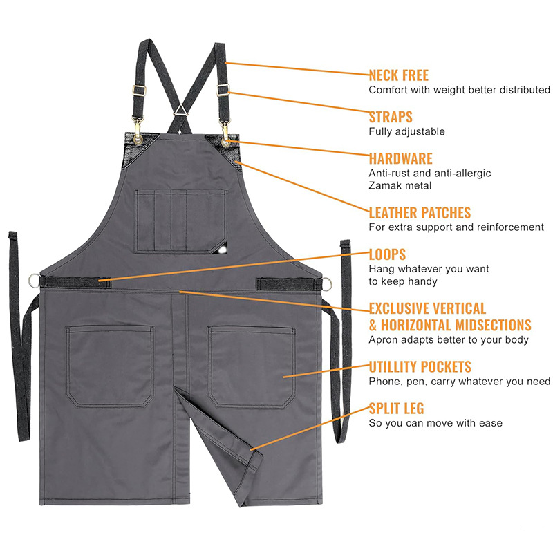 Transfronterizo Amazon lona delantal multi-bolsillo carpintería electricista jardinería café bar ropa de trabajo delantal al por mayor