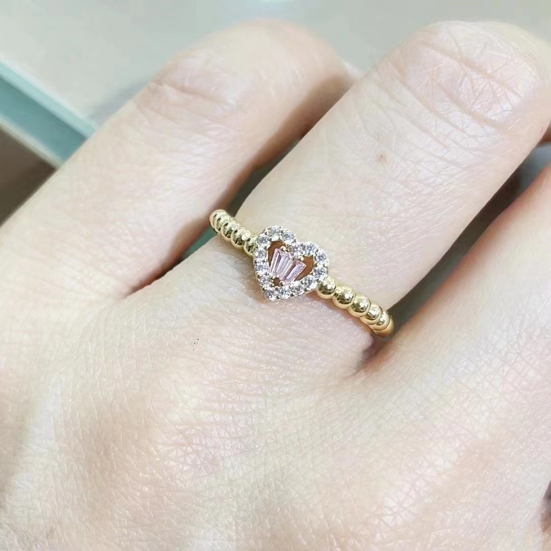 4g Weight Zircon Inlay Material Copper Plating Geometric Zircon Copper Rings