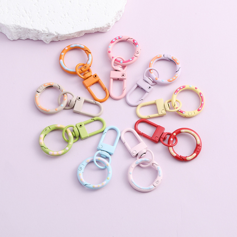 Colorful Painted Key Ring Door Clasp DIY Accessory Donut Spring Clasp Keychain Doll Bag Pendant