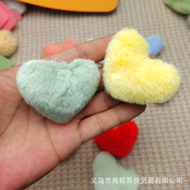 Shangtuo 5cm Plush Heart-Shaped Bag Clothing Accessories Faux Fur Ball Ornaments Handmade Rex Rabbit Fur Heart Wholesale
