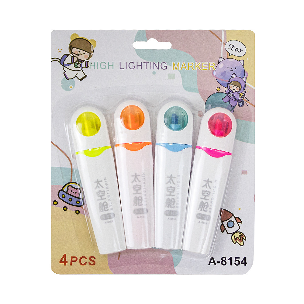 cápsula espacial serie de resaltador de cabeza blanda alto valor de cara liberación marcador marcador de puntos clave de los estudiantes bolígrafo