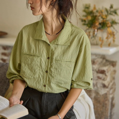 【新品】soligther 法式复古条纹宽松长袖衬衫女秋季
