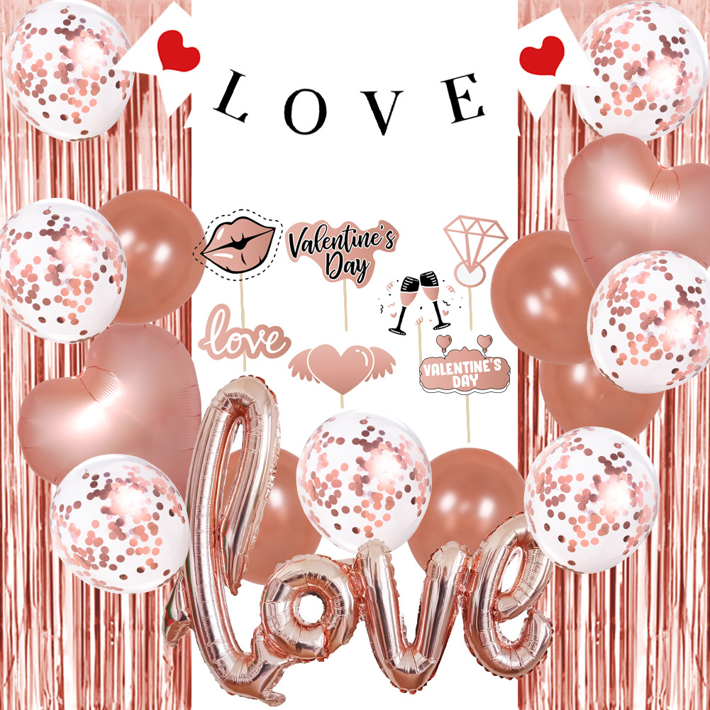 Día de San Valentín globo amor traje boda confesión boda habitación diseño Te amo decoración látex película de aluminio globo
