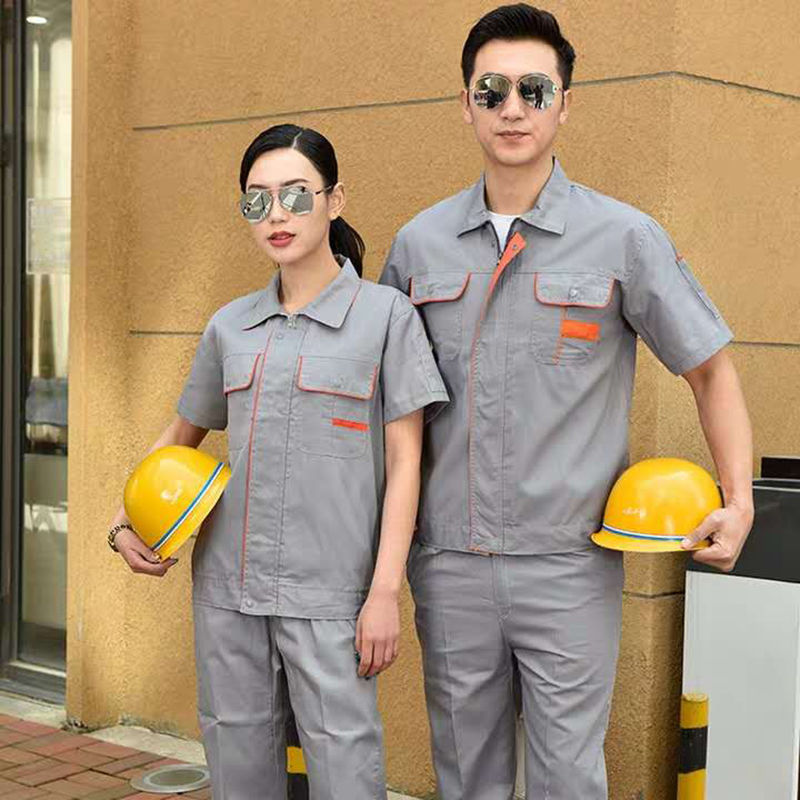 Work clothes summer Short sleeved coverall suit jacket trousers ventilation Automobile Service Thin section workshop factory Labor uniforms