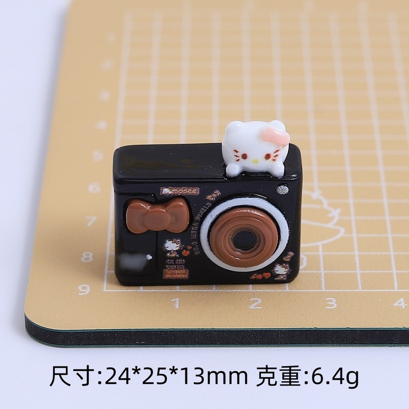 かわいい立体ニャンニャンカメラアニメdiyアクセサリークリーム樹脂小物穴靴バックル材料|undefined