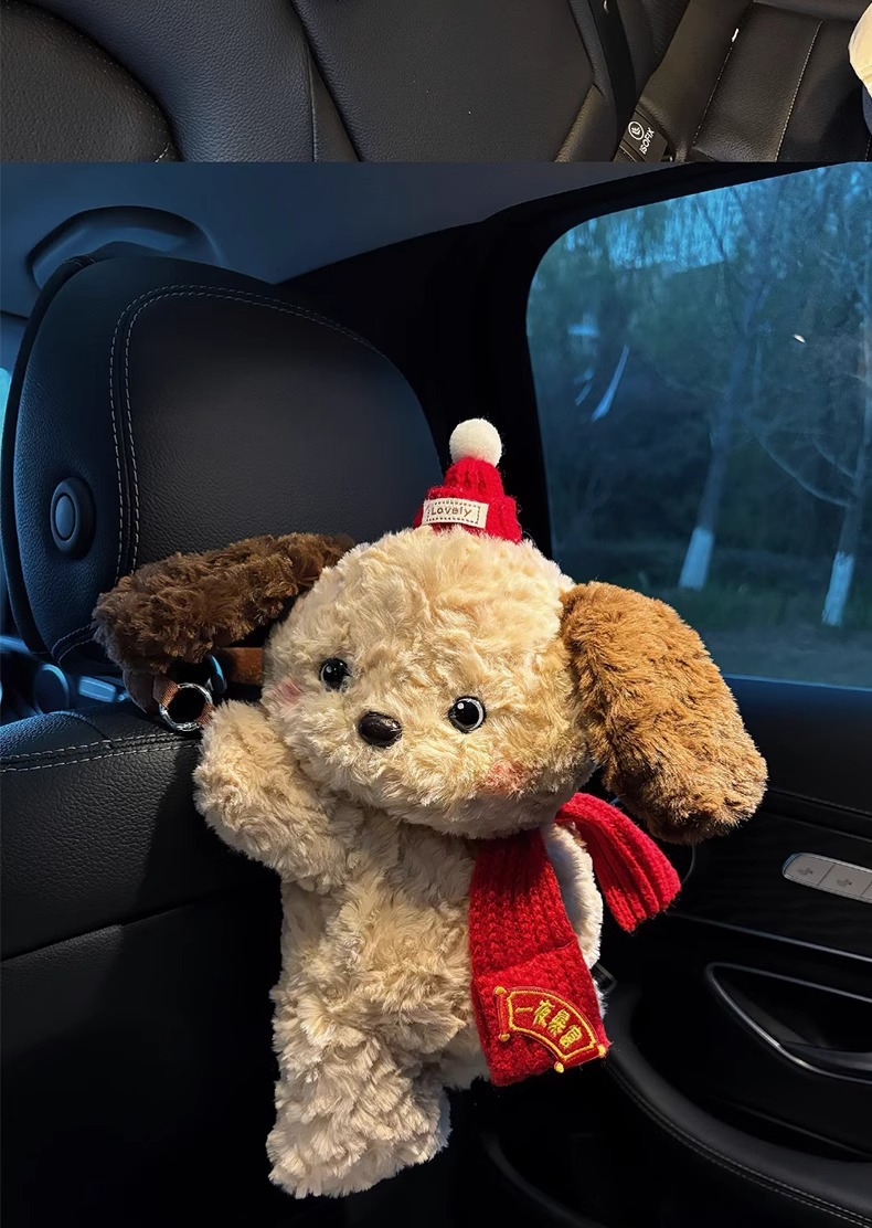 Car Tissue Box Creative Cute Puppy Decoration Paper Box Car Hanging Car Tissue Bag Car Paper Box