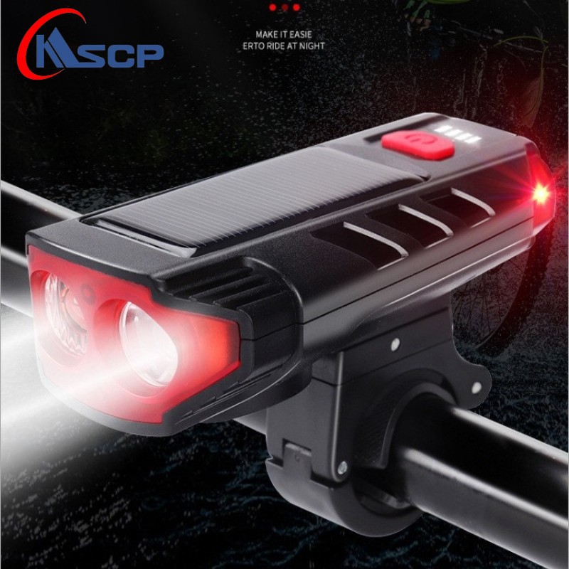 Luz solar de la bicicleta carga faro T6 mecha cuerno luz nueva transfronteriza T6 Faro de carga USB