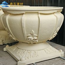 欧式雕刻大口花盆 园林景观玻璃钢摆件 公园景观人造砂岩艺术花钵