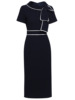 Bow design high waisted commuting slit wrap hip skirt for summer