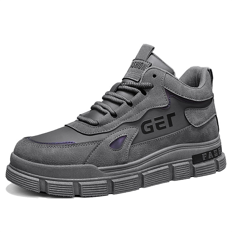 Otoño nuevos zapatos de skate de alto nivel para hombres, zapatos de herramientas de suela gruesa, zapatos de estilo general para hombres casuales de cuero en vivo