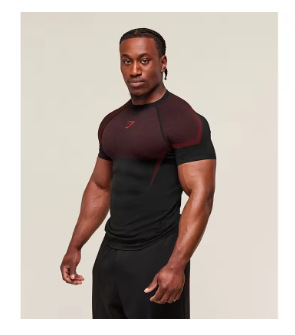 Amazon 外国貿易メンズ半袖 GYM スポーツ フィットネス ランニング トレーニング ウェア ストレッチ ファッション プリント ラウンドネック Tシャツ|undefined