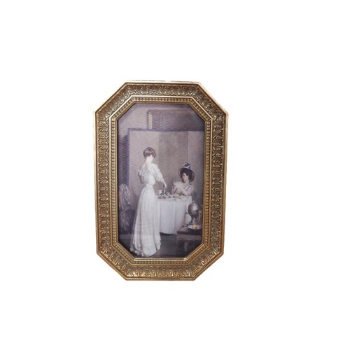 Retro French canvas hanging painting entrance living room bedroom side cabinet pearl chain octagonal waterproof decorative painting decorations