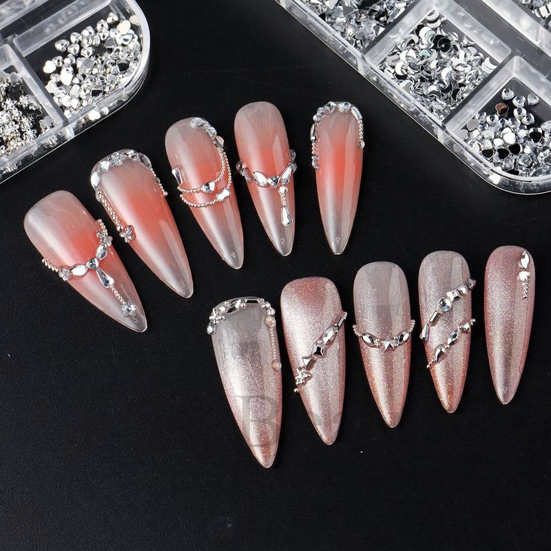 FULL BEAUTY クロスボーダー新ネイルアートアクセサリー 12 グリッド箱入り特殊形状平底樹脂ダイヤモンド混合装飾品|undefined