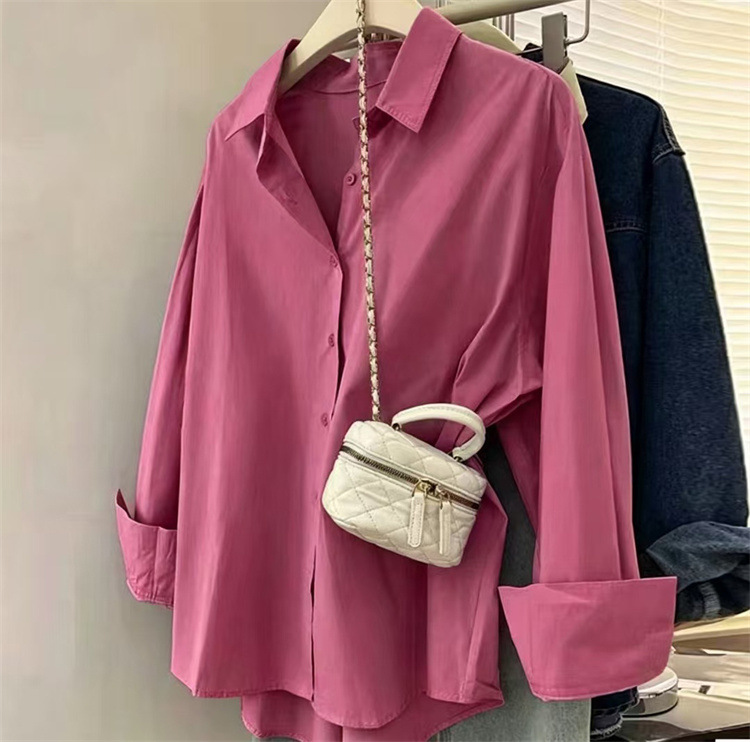 Women's Blue Shirt Elegant New Design Casual Loose Fit Long Sleeved Shirts For Layering Outerwear_ecoleips.com