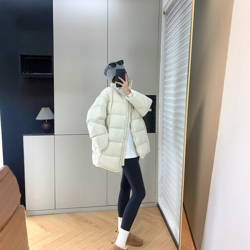 Korean Designer Style~Simple Stand-Collar Mid-Length Puffer down Jacket for Petite Sizes, 90% White Duck Down, Winter G121510 Korean Designer Style~Simple Stand-Collar Mid-Length Puffer down Jacket for Petite Sizes, 90% White Duck Down, Winter G121510