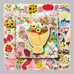 50 sheets of floral pastel flowers cartoon plant series handmade book stickers, Guka material, suitable for landscape decoration