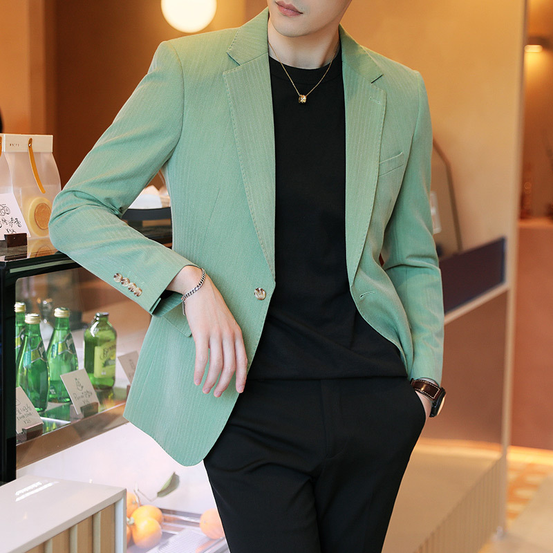 New men's casual suit plus size Korean style slim fit suit jacket men's fashionable bright solid color suit single Western fashion