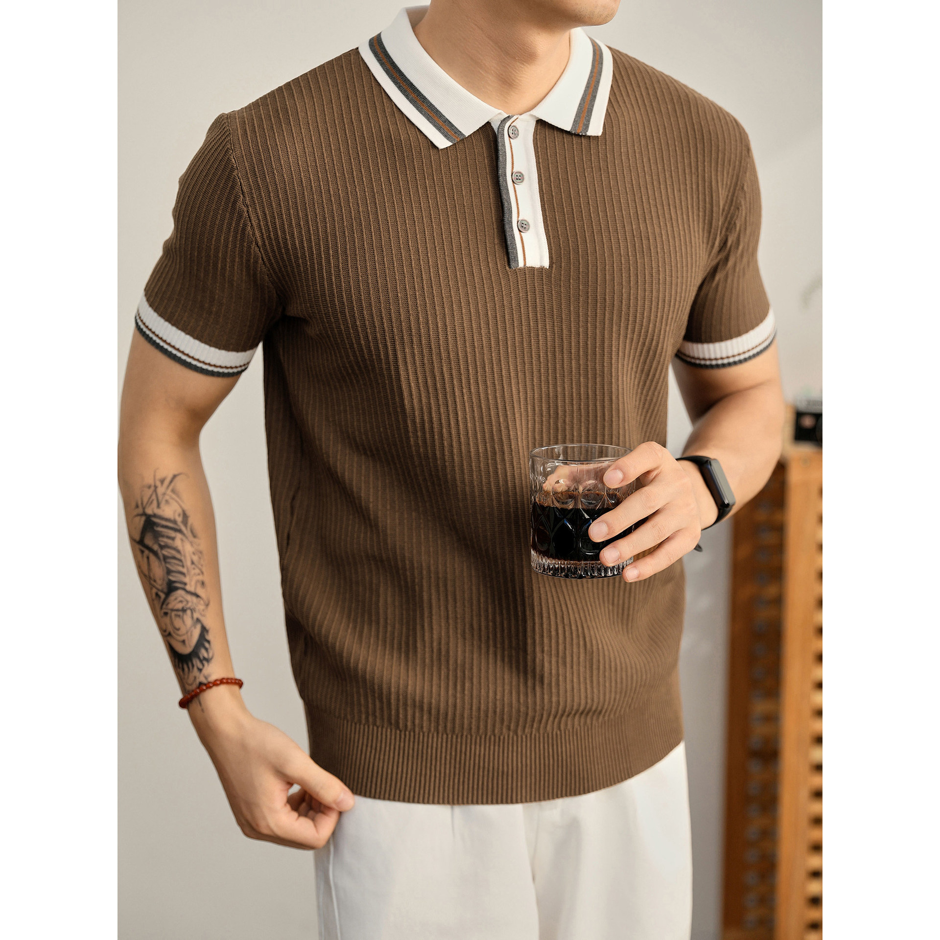 Camisas de polo de manga corta con solapa, camisetas de punto de hombre con solapa, camisetas comerciales de hielo, comercio exterior transfronterizo al por mayor