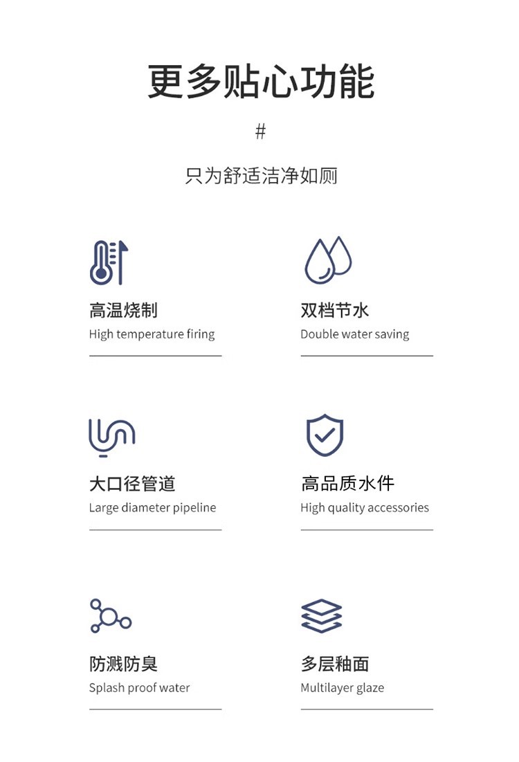 Super vortex siphon type large-diameter anti-odor and anti-splash silent hotel apartment project wholesale toilet details Picture