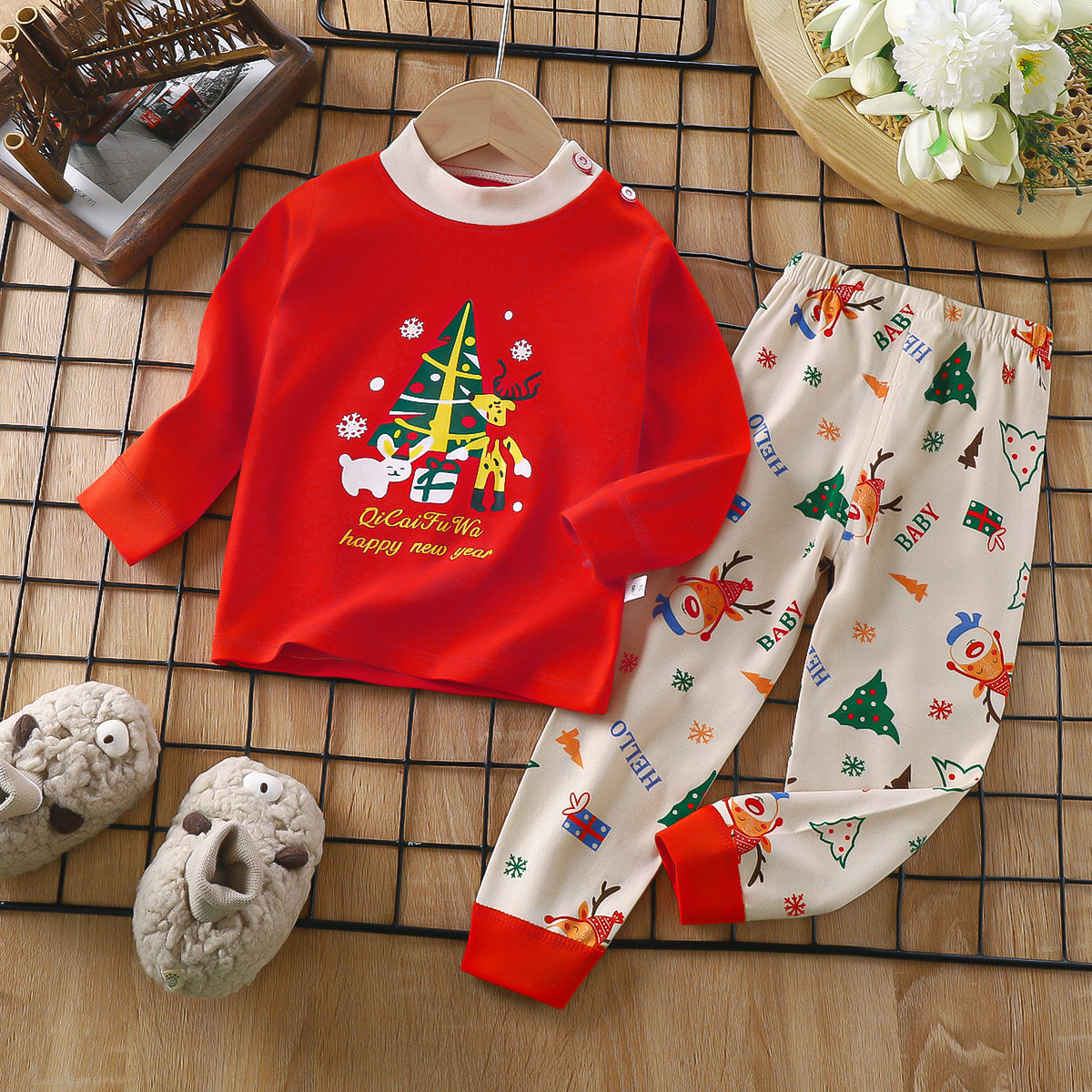 Niños calentadores ropa interior set de algodón niño chaqueta de otoño pantalones de otoño bebé niñas pijamas de mangas largas ropa para el hogar moda