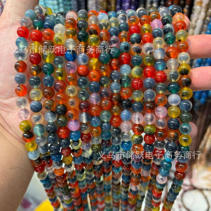 厂家直销 溏心玛瑙散珠手串手链 diy饰品配件糖心玛瑙圆珠半成品|undefined
