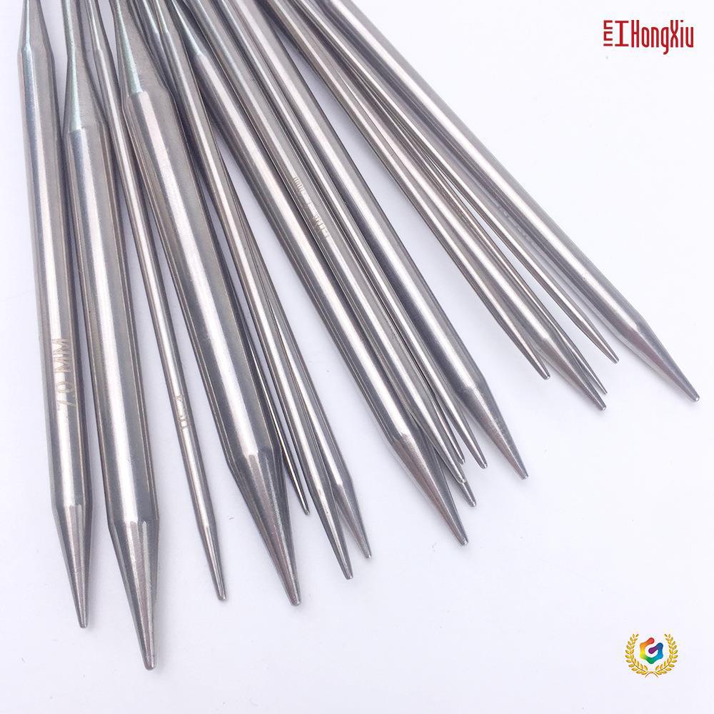 ∈不锈钢环形针毛线编织工具彩色钢丝绳棒针织毛衣工具套装18PC粗