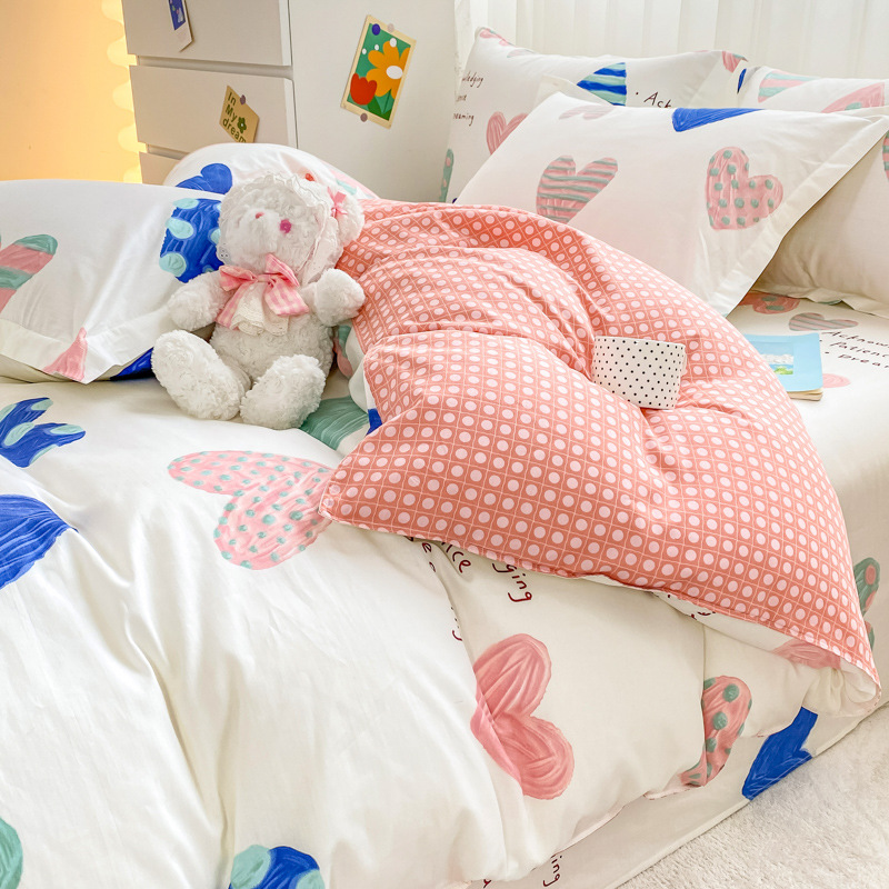 Nuevos productos de algodón único 180 × 200x230 estudiantes de dibujos animados dobles 100 algodón puro cubierta de edredón 1.5m mayorista