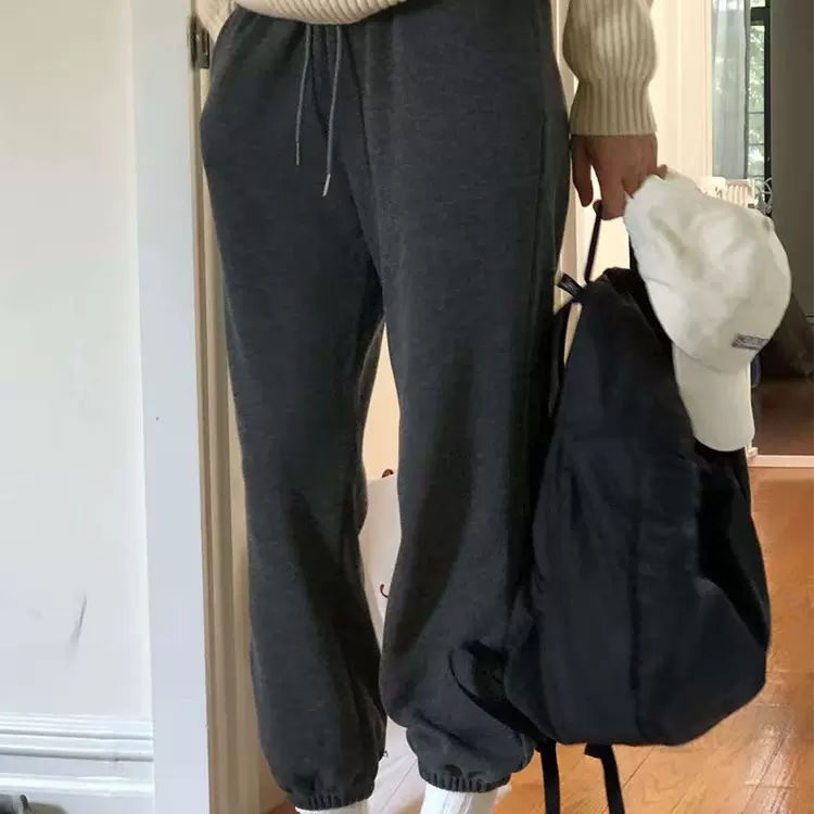 不退不换 2025秋季新款韩国东大门OU*CE抽绳运动裤宽松纯色卫裤女