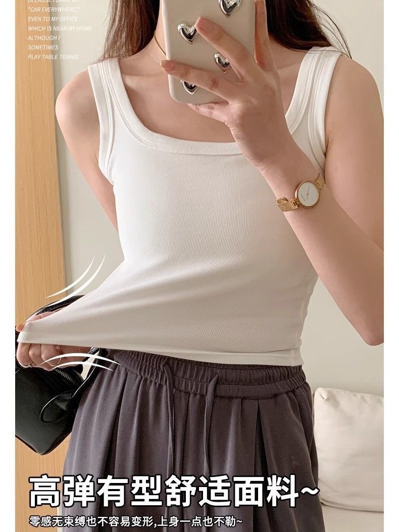 ネジ状の綿素材のキャミソール、女性用インナー、脇肉をカバーするノースリーブトップス、スリムフィット、外でも着用可能、高伸縮性、タイトフィット