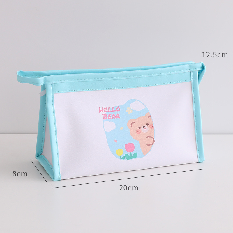 Caja de lápiz a cuadros de tablero de dibujos animados lindo simple bolsa de almacenamiento de gran capacidad para estudiantes bolsa de cosméticos de viaje portátil al por mayor