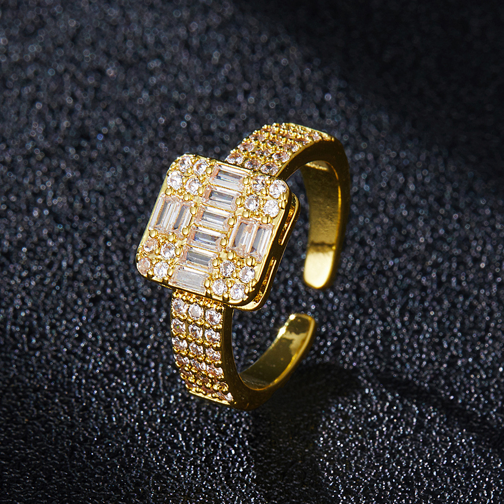 Fashionable Hip Hop Open T Square Zircon High Grade Light Luxury Geometry Ring Fashion Jewelry_voghion.com