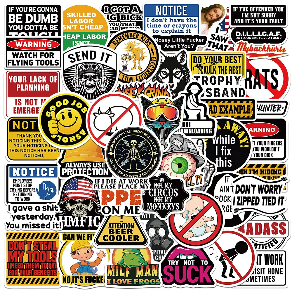 50 трансграничных взрывных шлемов водонепроницаемый предупреждающий слоган декоративный компьютер скейтборд чемодан шлем наклейки