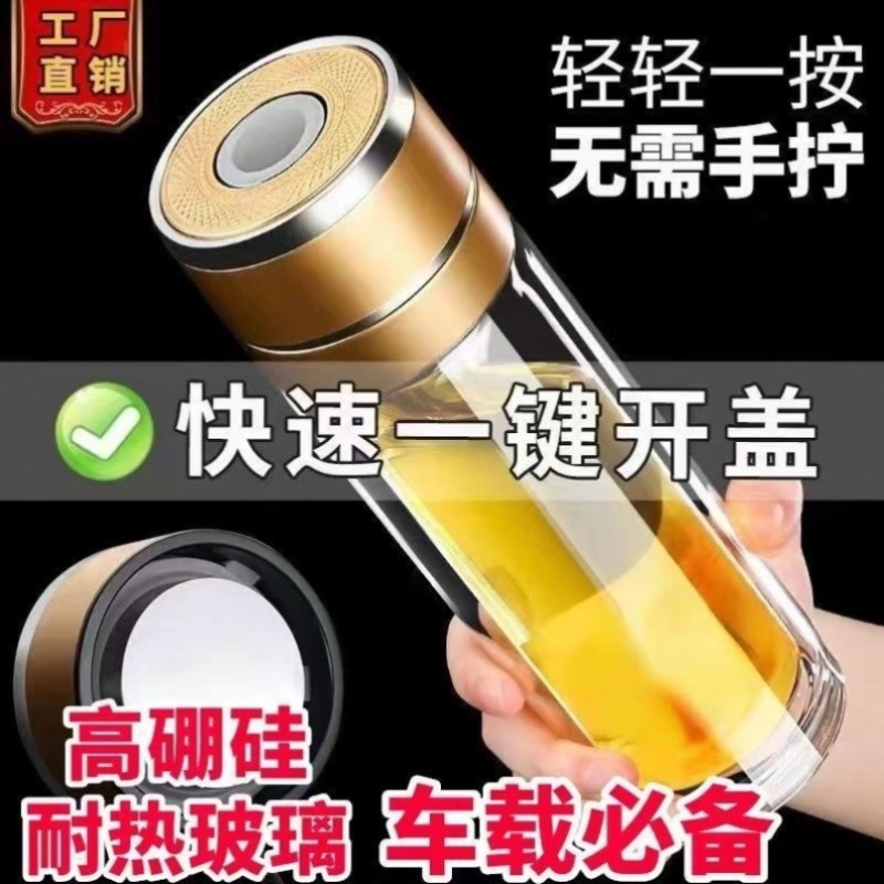 钢化玻璃杯防摔打不碎的大号套装防爆男女随手保温出差过滤泡茶|undefined