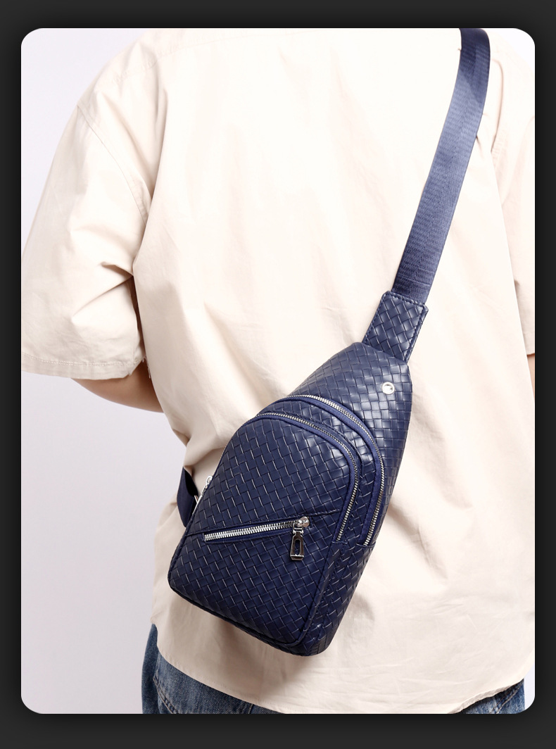 New trendy men's PU soft leather chest bag, simple single-shoulder bag, waterproof casual business crossbody bag, coin purse wholesale undefined