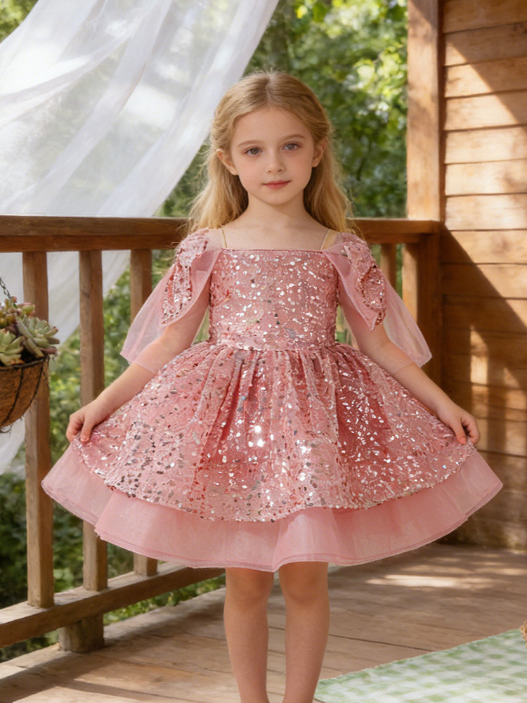 2026 vestido de niñas vestido de malla vestido de princesa gran arco vestido vestido de desfile vestido de niños spot transfronterizo
