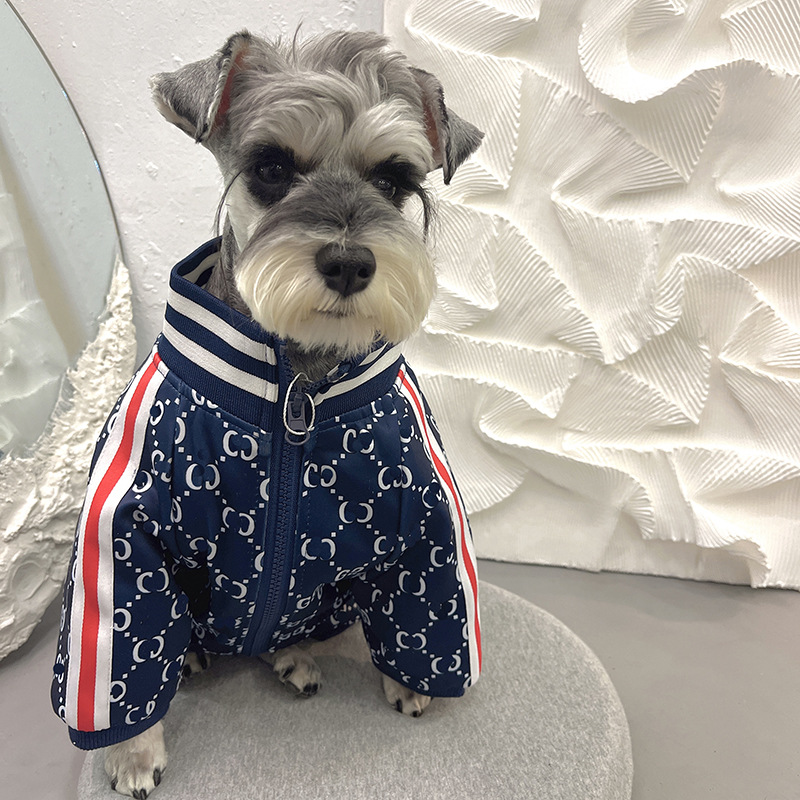 Cross-border foreign trade pet dog clothes small and medium-sized dog Schnauzer Teddy clothes autumn and winter sweatshirt striped webbing