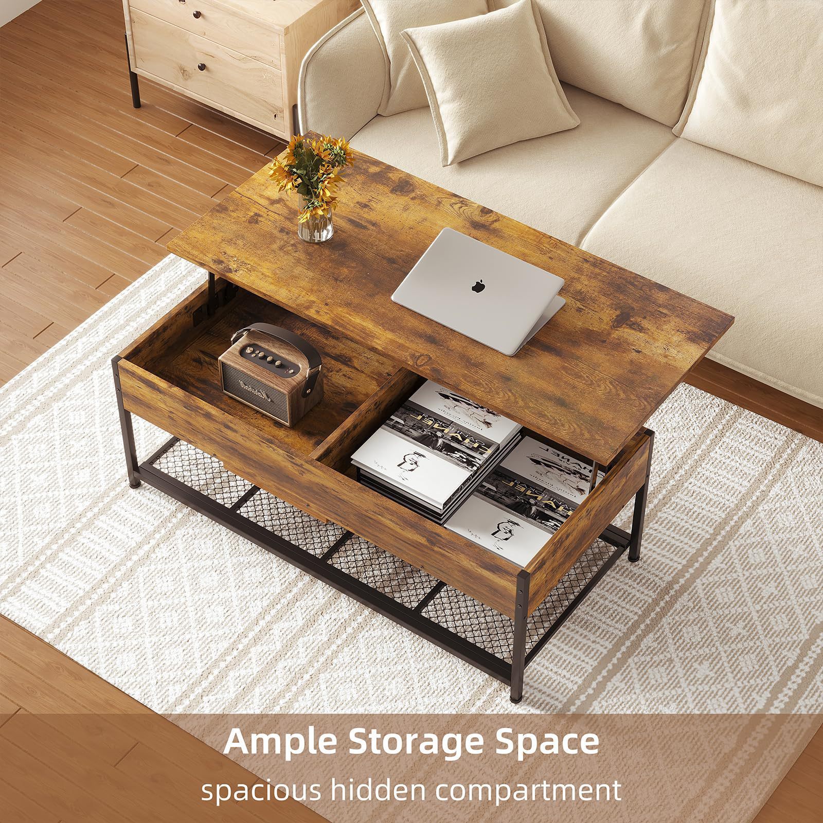 Mesa de té retro americana sala de estar simple mesa de té de hierro forjado moderna pequeña casa de lujo elevable mesa de té