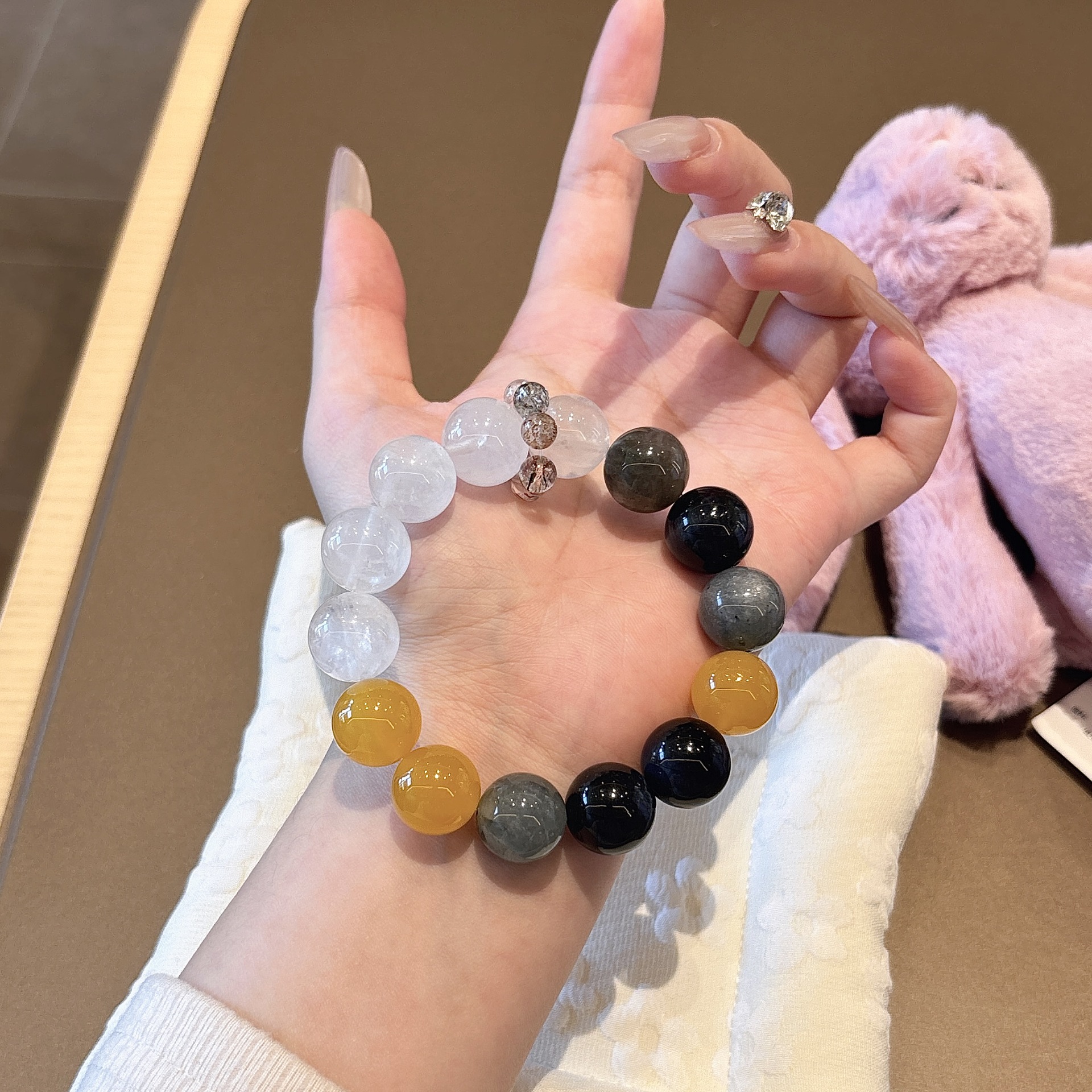 Natural Multi-gemstone Crystal Beaded Bracelet For Women Yellow_voghion.com