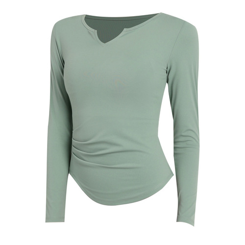 New European and American sports tops for women long-sleeved tight yoga clothes running casual quick-drying clothes slim sexy fitness clothes