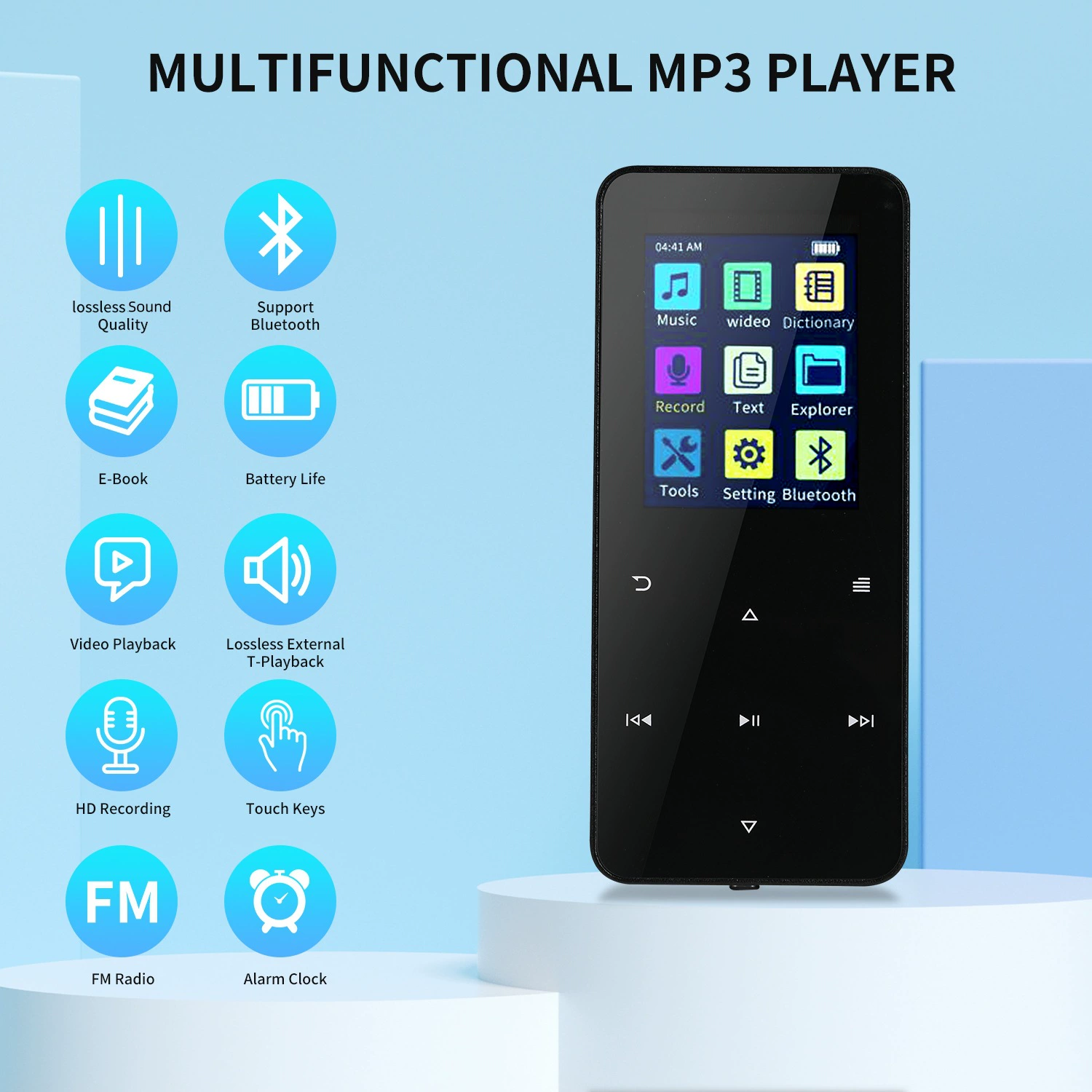 Металлический музыкальный плеер, MP3, Bluetooth, MP4, 8 ГБ