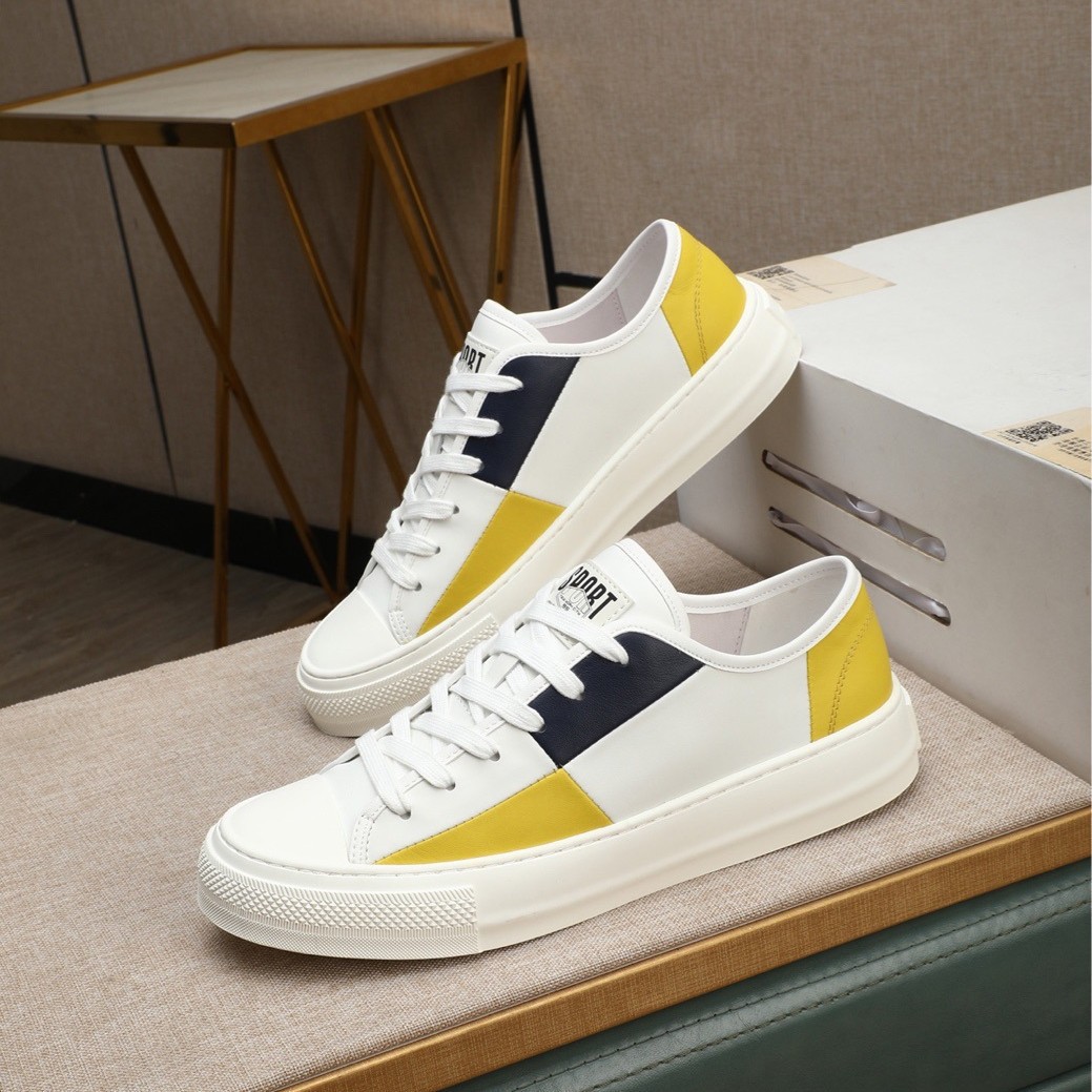 Sneakers uomo di lusso in vera pelle bianca scarpe casual_voghion.com