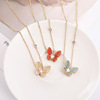 Golden necklace stainless steel, pendant, cute chain for key bag , cat's eye, Korean style, internet celebrity