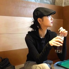 日系复古纯色前进帽女夏季英伦风黑色贝雷帽显脸小鸭舌帽子画家帽